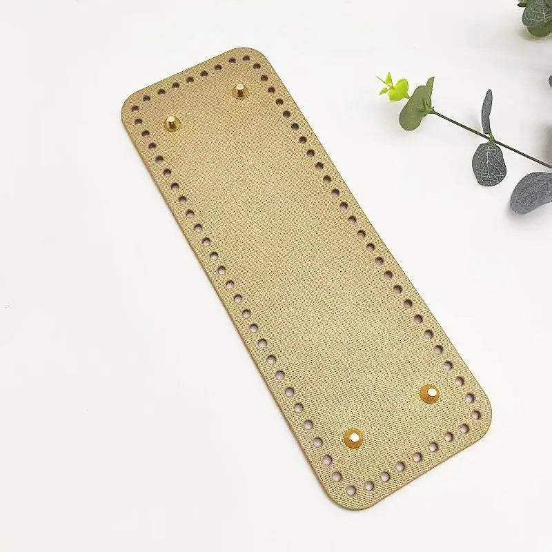 Handmade Rectangular 28 * 10cm Bottom For Knitted Bag PU Leather Pad Handcraft Bag Base With Holes DIY Crochet Bag Bottom Oasis Select Gold