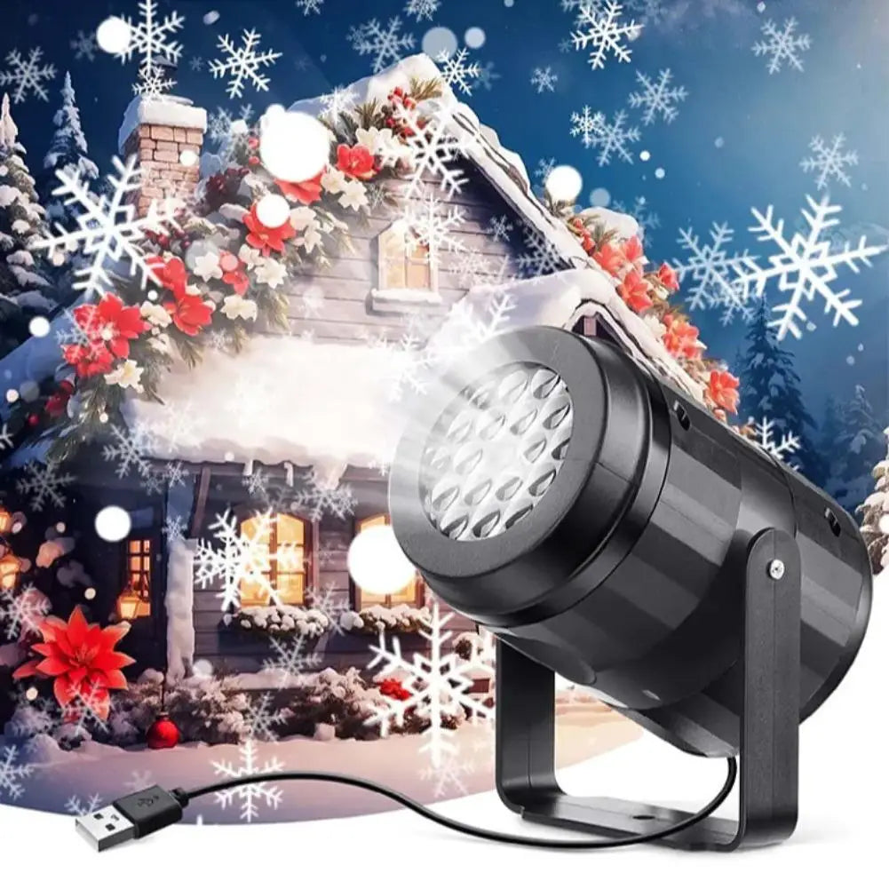 USB Snowflake Projector Light – Rotating Christmas Holiday Lamp Holiday Projector Lamp Oasis Select