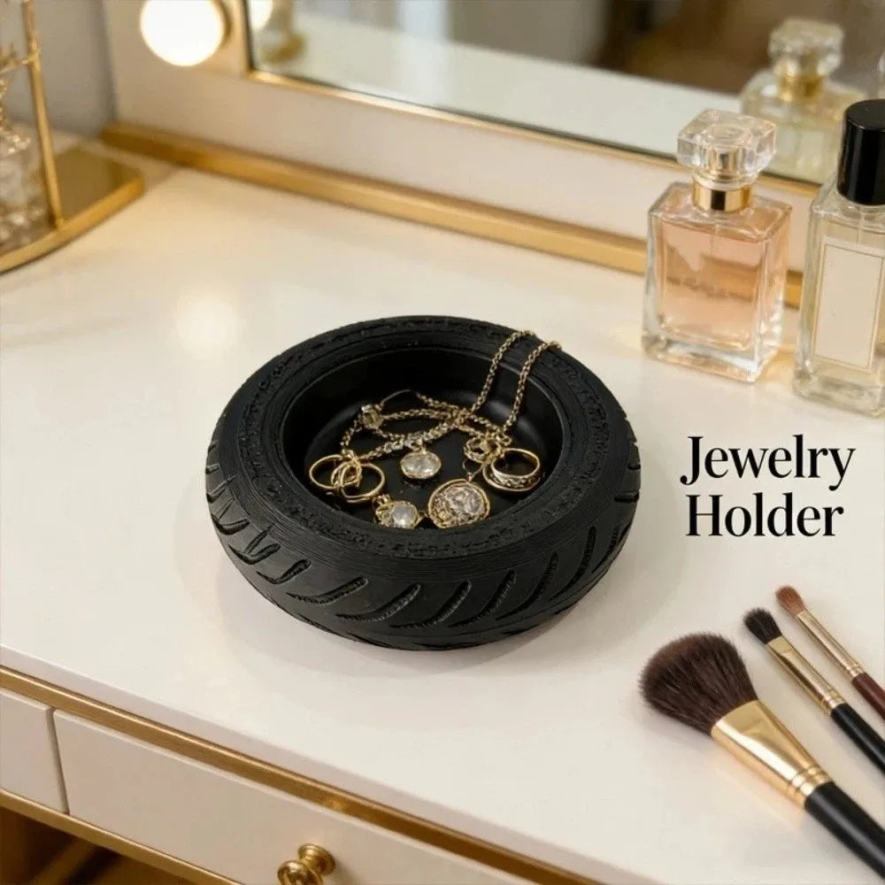 Funny 3D-Printed Mini Tire Storage Tray Multi-Function Ornaments Desktop Organizer Creative Tire-Shaped Storage Box Home Oasis Select