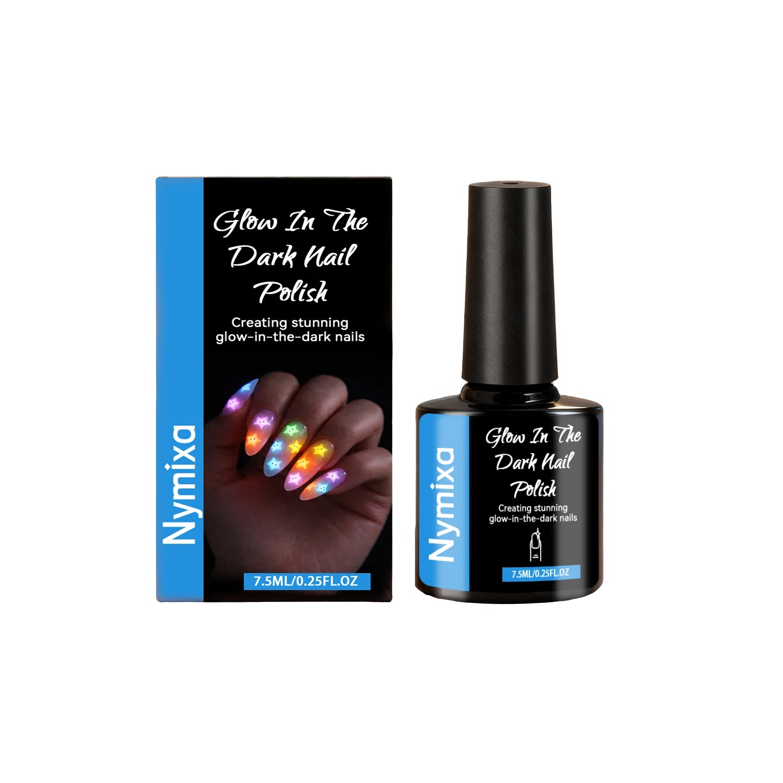 Nymixa Glow in the Dark Fluorescent Nail Polish – 5 Neon Colors Nail Polish Set Oasis Select Sky Blue