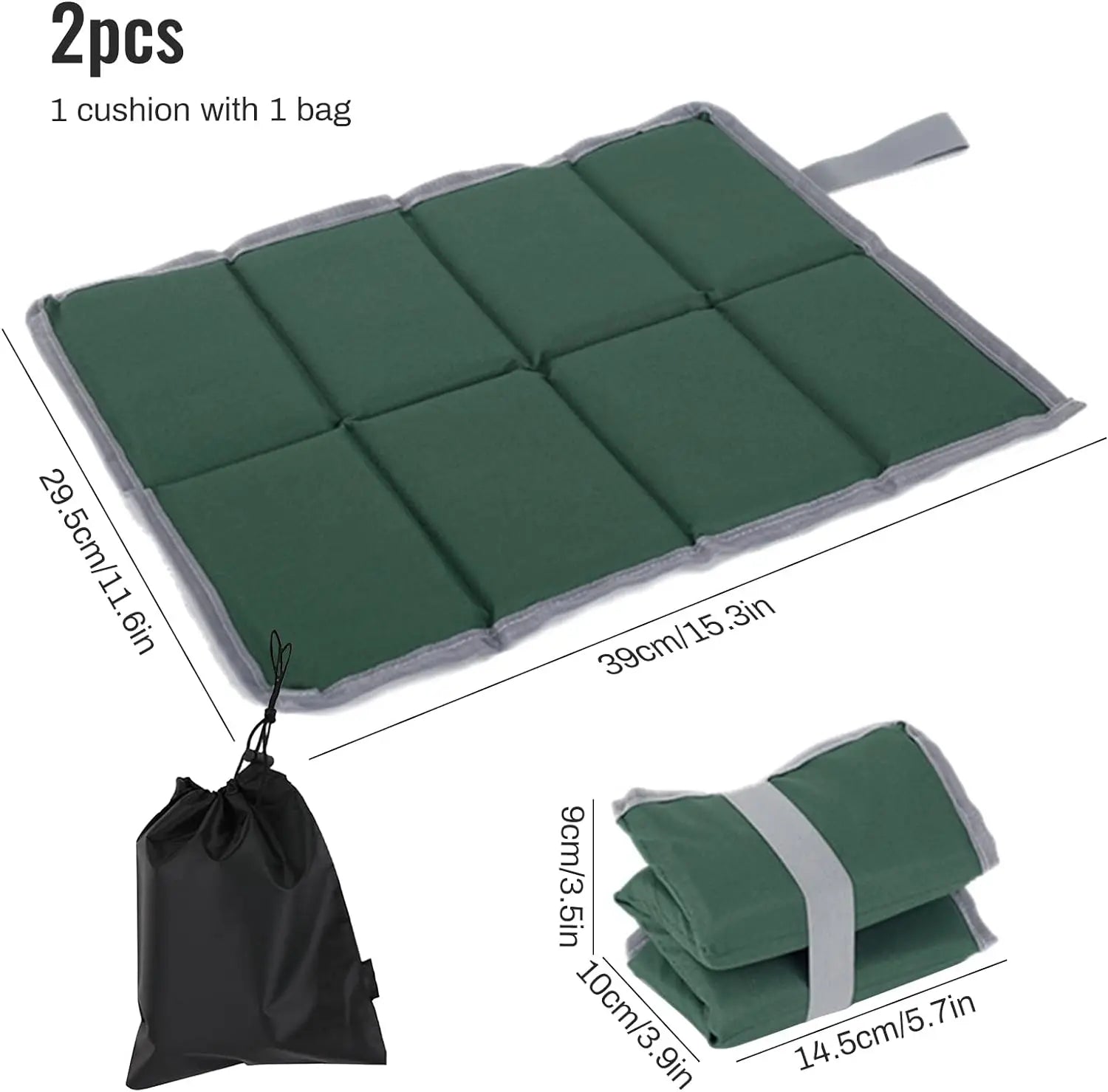 2pcs Durable picnic cushion outdoor portable cushion chair cushion moisture-proof cushion camping cold-proof foldable waterproof Oasis Select