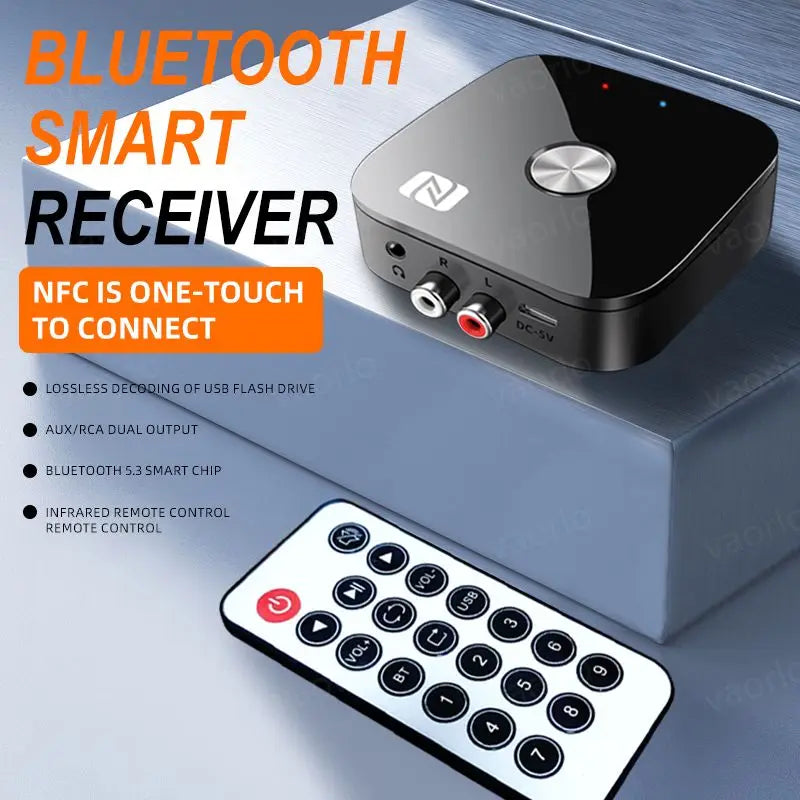 NFC Bluetooth 5.3 Audio Receiver 3.5mm AUX R/L RCA Stereo HIFI Music Wireless Adapter With Mic USB U-Disk Play Remote Control Oasis Select