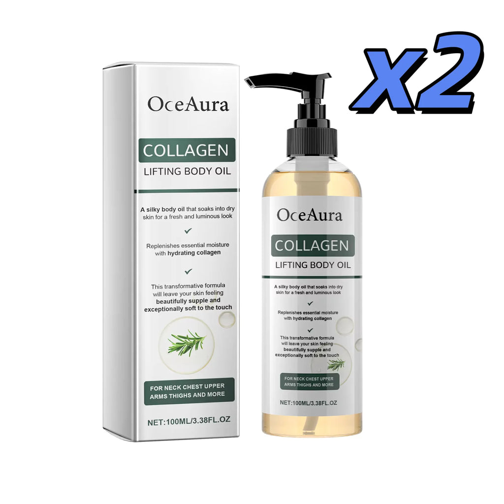 Oceaura Collagen Lifting Body Oil Firming Hydrating Anti Aging Brighten Smooth Dry Skin Reduce Fine Lines Full Body Massage Oil Oasis Select 100ml boxed X 2pxs