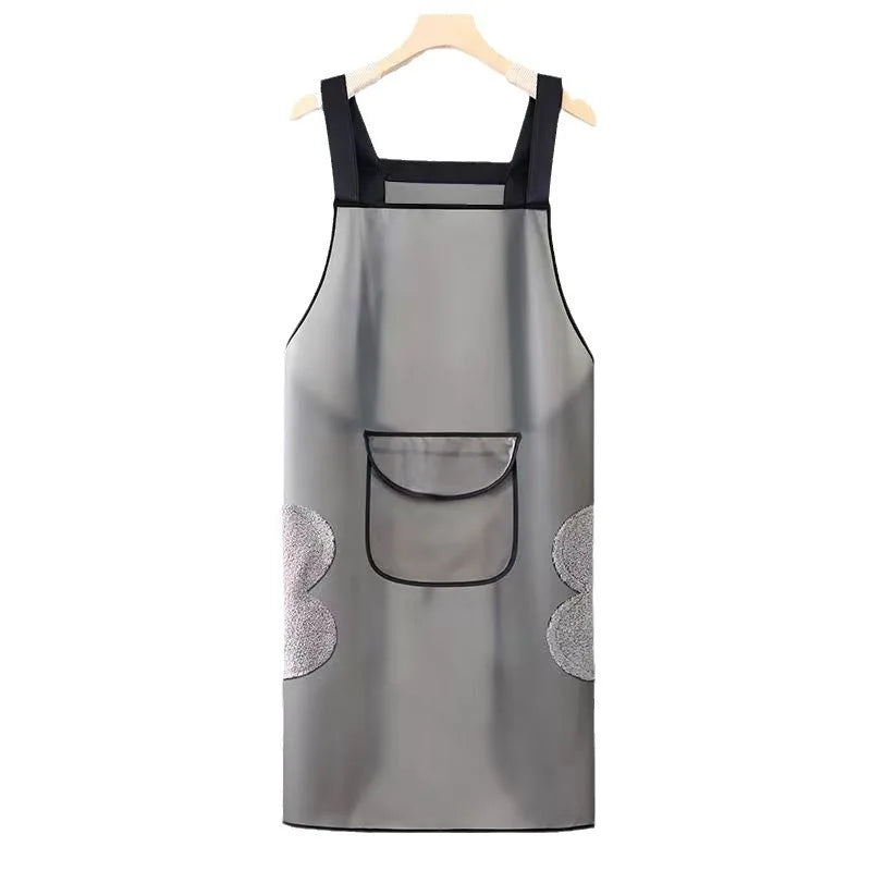 75CM PVC Kitchen Apron Waterproof Transparent Black Work Apron Dirt-Proof Oil Resistant Cleaning Aprons Household Cleaning Tools Oasis Select