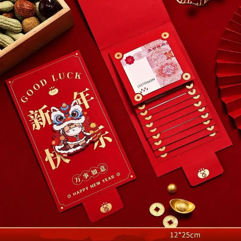 2026 New Year's Red Envelope Best Good Luck In Year Of The Horse Creative Durable Pulling Red Envelopes 6/10 Slots 1Pcs Oasis Select A2