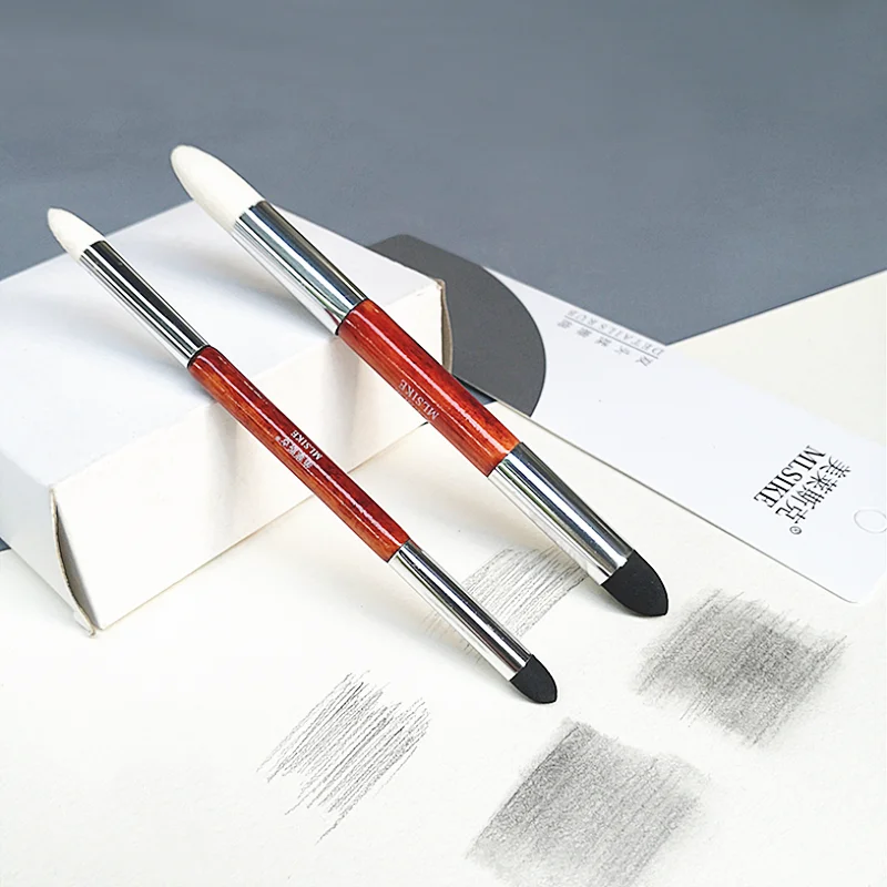 MLSIKE Paint Sponge Pen Blending Stump Double Headed Black and White Tip Rub and Buff Rubbing Pen Sketching Rubbing Pen Oasis Select