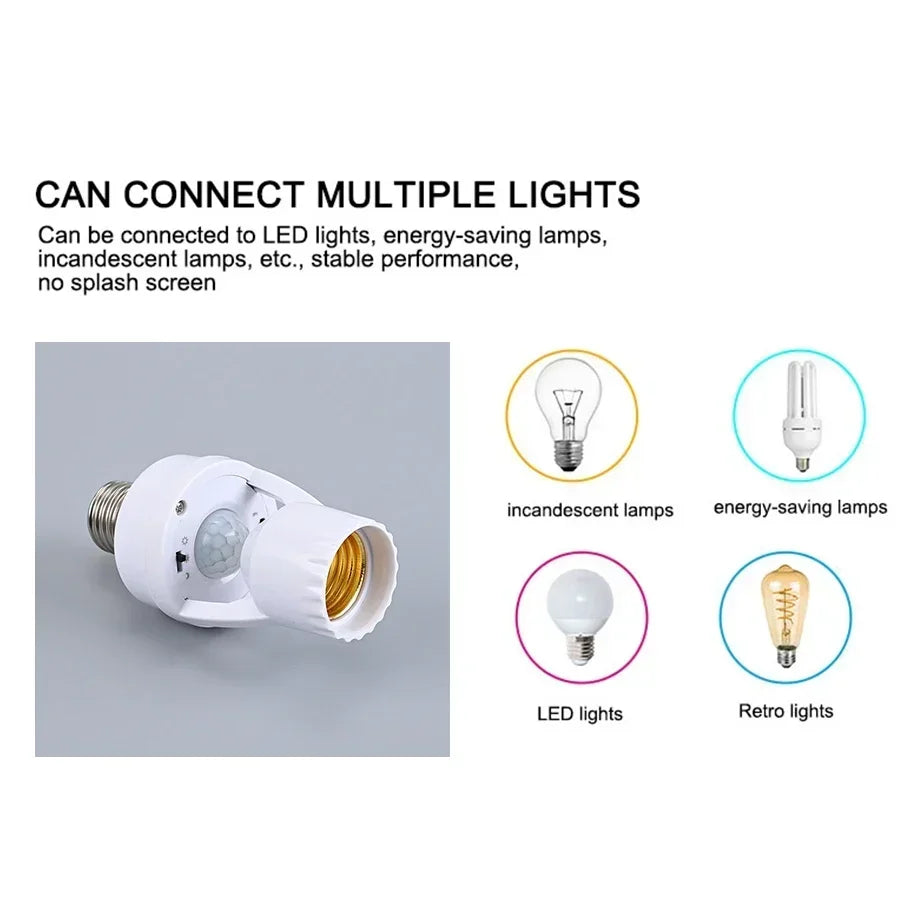 E27 PIR Motion Sensor Lamp Base AC 85-265V Human Induction Detector Smart Lamp Socket Holder Converter For Led Bulbs Lighting Oasis Select