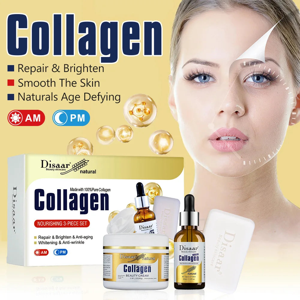 Collagen Brightening 3-piece Skin Care Kit Emollient Hydrating Factory Skin Care Product Kit Oasis Select