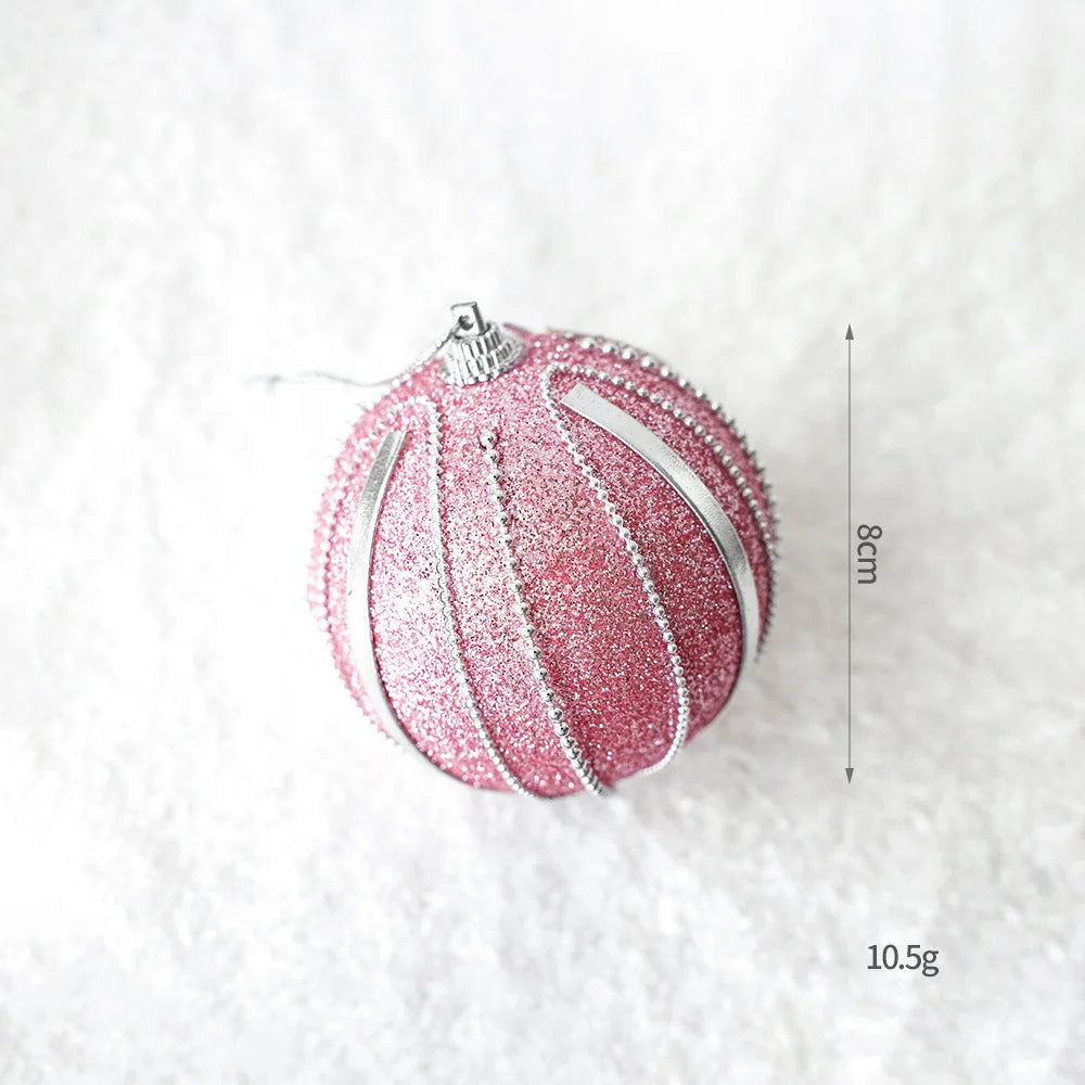 Christmas Tree Ornaments Pink Foam Ball Bow Tree Top Star Xmas Tree Hangings Pendant Party Decorations Supplies 2025 New Year Oasis Select Ball 6