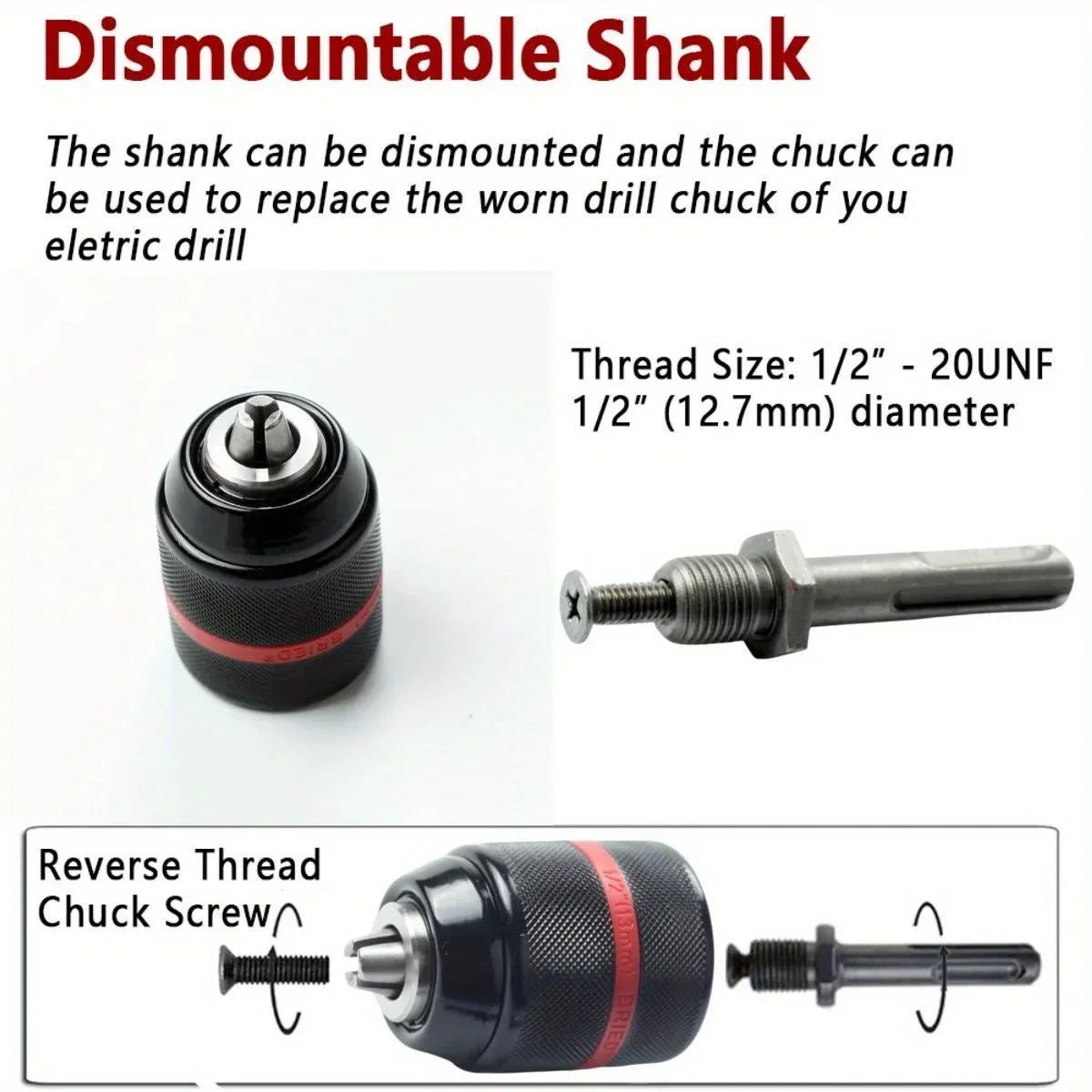 2–13mm Keyless Drill Chuck – Hex, SDS & Square Adapter Drill Chuck Adapter Oasis Select