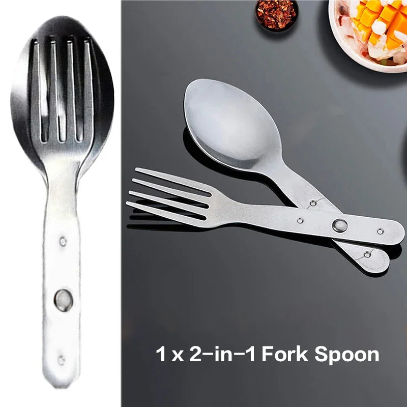 Portable 2 In 1 Folding Fork And Spoon ComboTitanium Alloy Lightweight Camping Utensil Spork For Backpacking Outdoor EDC Tool Oasis Select
