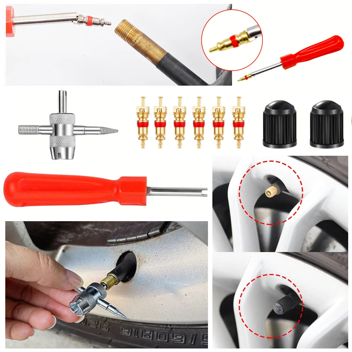 Car Bicycle Slotted Handle Tire Valve Stem Core Remover Screwdriver Tire Repair Install Tool Kit Auto Motorcycle Accessories Oasis Select