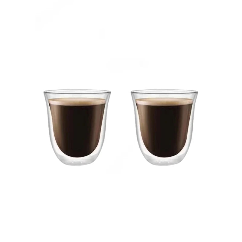 2pcs 80/150/220ml Double Wall Coffee Cup Heat Insulation Glass Cup Beer Milk Water Cups Transparent Cup Glass Drinkware Mug Oasis Select 150ML-2pcs 80-220ml