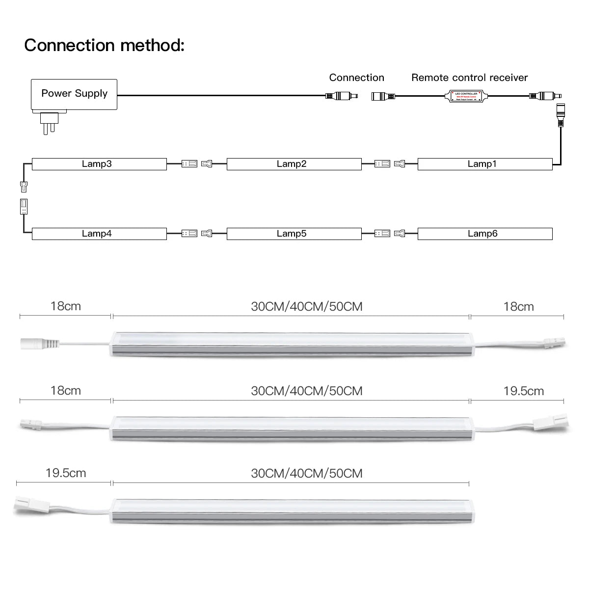 12V Dimmable LED Light Bar 30CM 40CM 50CM White/Warm White Lamp Tube with RF Remote Control Dimmer For Kitchen Bedroom Lighting Oasis Select