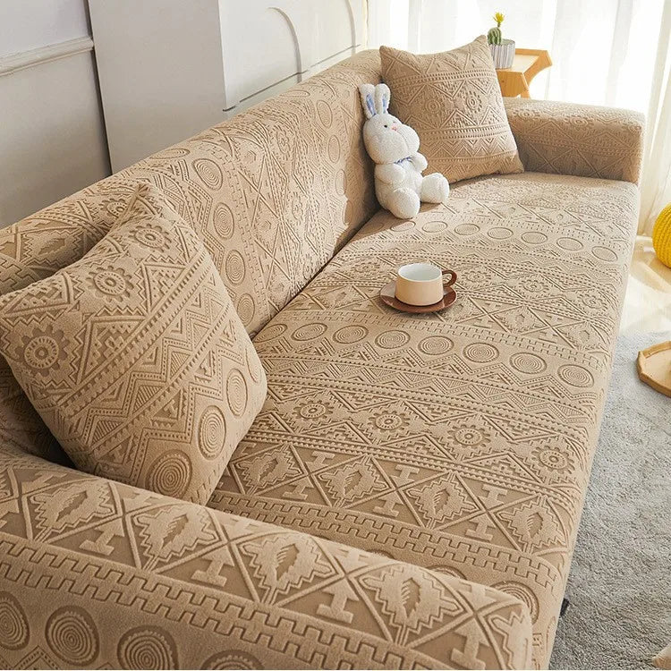 Bohemian Jacquard Velvet Sofa Cover for Autumn and Winter Thickened Plush, High-end Feel Cat Scratch-resistant Sofa Cover Oasis Select
