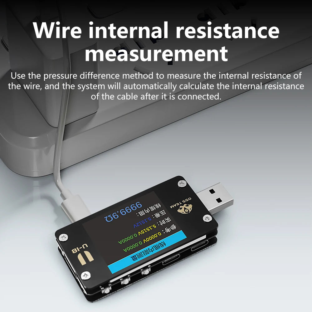 1.77 inch USB Tester Voltmeter Ammeter PD/QC2.0/QC3.0 Fast Charge Detection Voltage Current Capacity Power Tester DC 4-25V 6.5A Oasis Select Default Title
