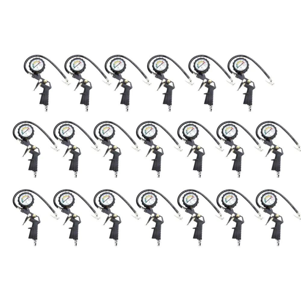 220Psi Auto Tire Pressure Gauge Pressure Gun Type For Air Compressor Car SUV Motorcycle Inflator Pump Tire Repair Tool Oasis Select Black-20pcs