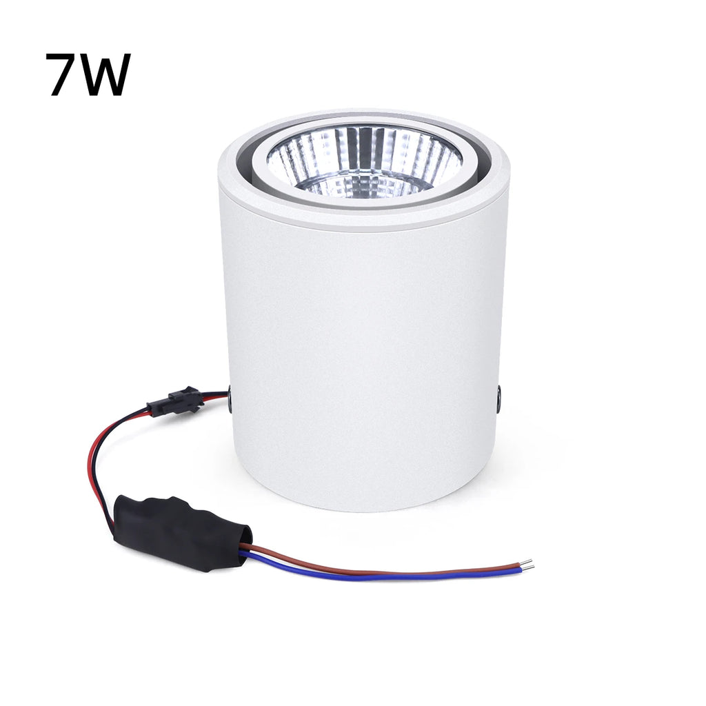 LED Downlight Recessed Ceiling Lamp 7W/12W Aluminum COB Spotlight Night Light for Home Office Store Decor AC85-265V Oasis Select White Shell 7W White Light