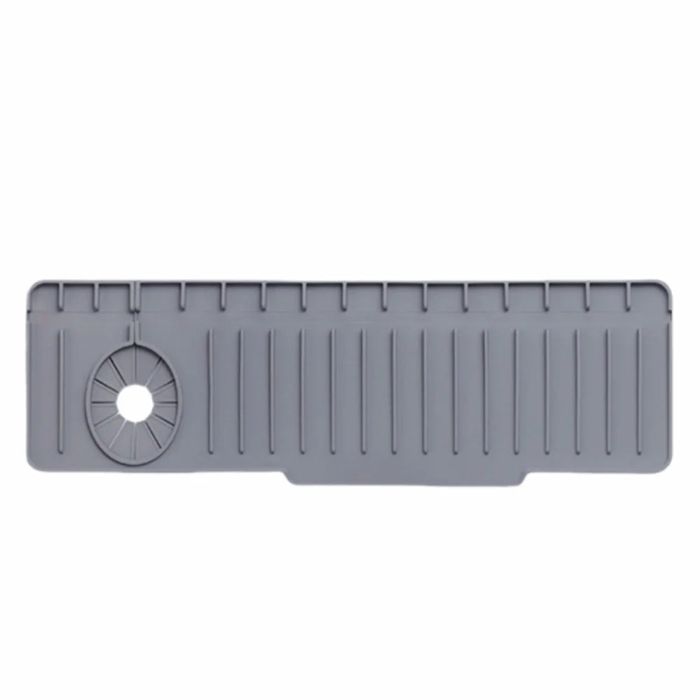 Silicone Sink Splash Pad Large Size Single Side Faucet Drip Mat Non-Slip Countertop Protector Water Catcher Mat for Kitchen Sink Oasis Select Grey-50x15x2cm