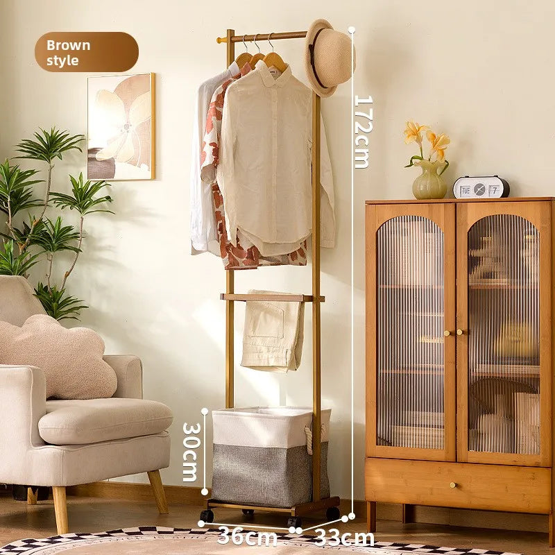 Household light luxury high-end hanger in the bedroom, movable hanger for hanging clothes, movable drying rack Oasis Select brown