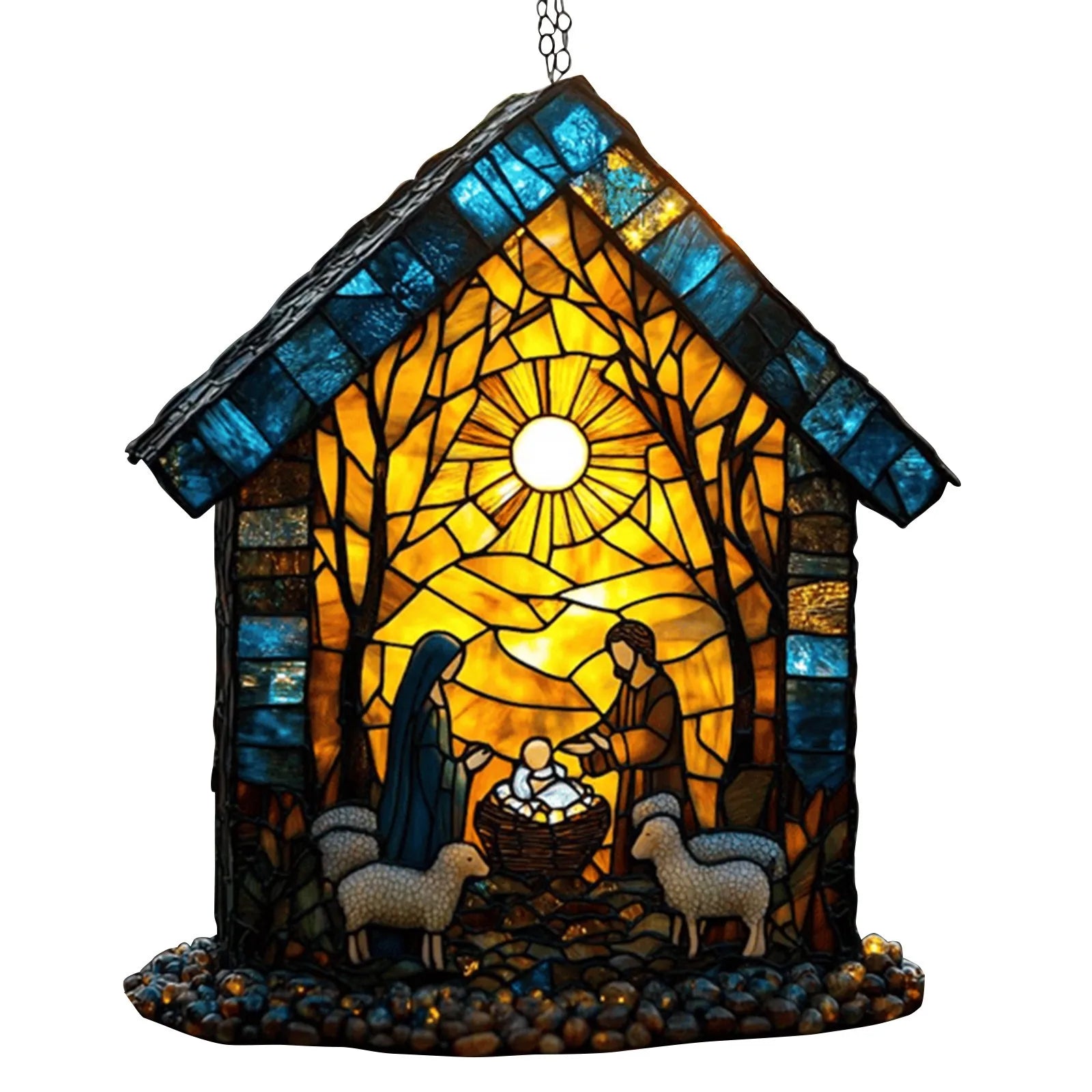 Nativity Scene Suncatcher – Stained Acrylic Window Ornament Window Suncatcher Oasis Select D One Size