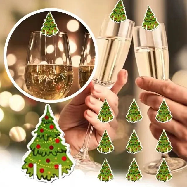 10PCS/set Christmas Cup Card Santa Hat Wine Glass Decor Ornaments Navidad Noel New Year Gift Christmas Decorations Cup Lid Oasis Select