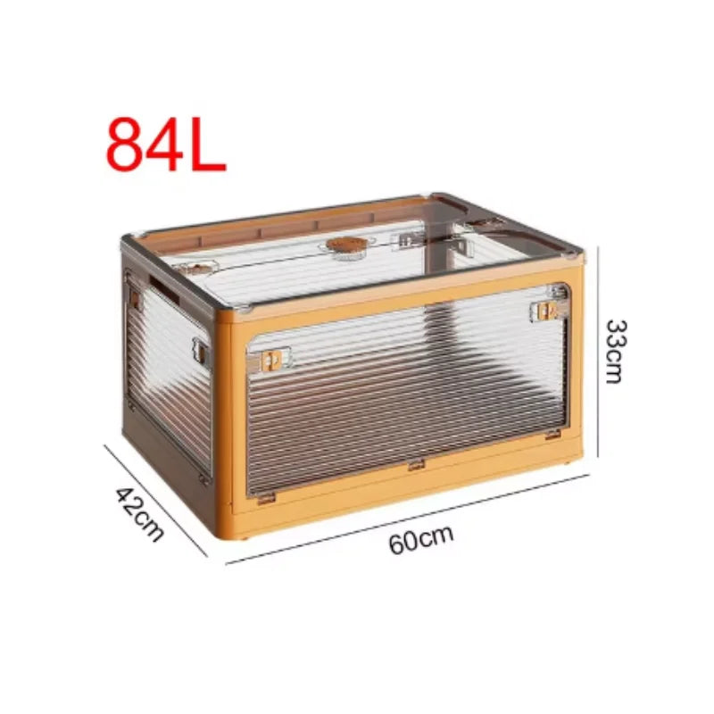 Large Capacity Storage Box with Lid Toys Books Food Sundries Organizer Foldable Car Storage Bin Closet Clothes Container Outdoor Oasis Select Yellow 84L