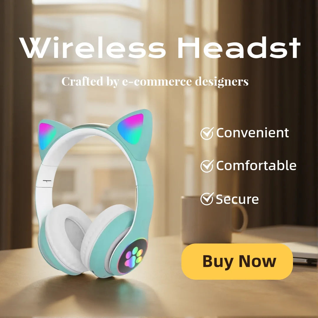 Cat Shaped Wireless Bluetooth Earphones Handsfree Earbuds with Microphone for All Phones Fashion Headphoens Game Headset Oasis Select Green