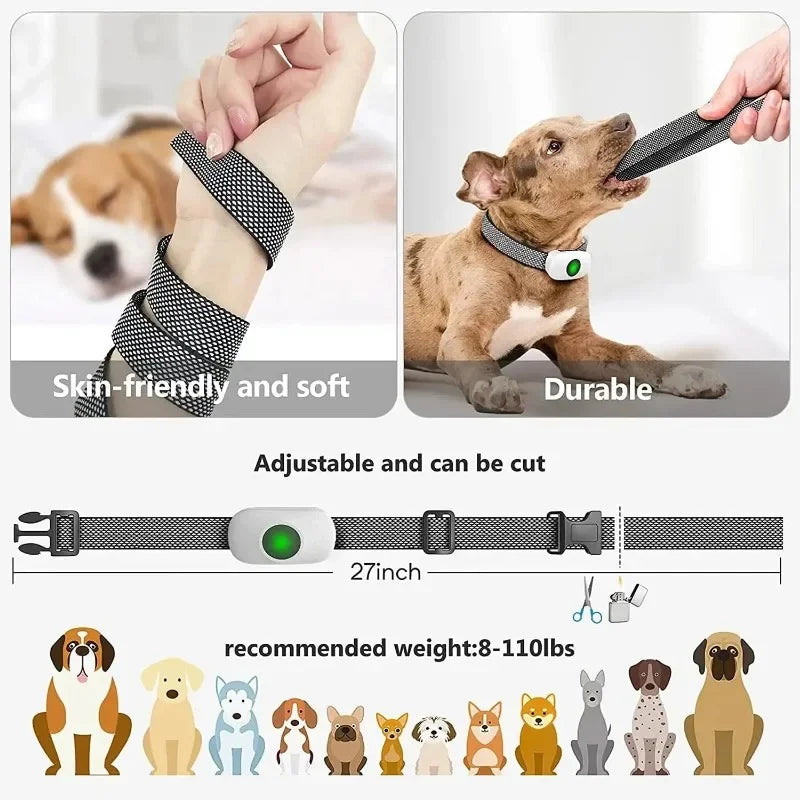 Electric Training Dog Collar, Rechargeable Anti Bark with Remote, Waterproof, Beep Vibration Shock LED Light Security Lock Modes Oasis Select