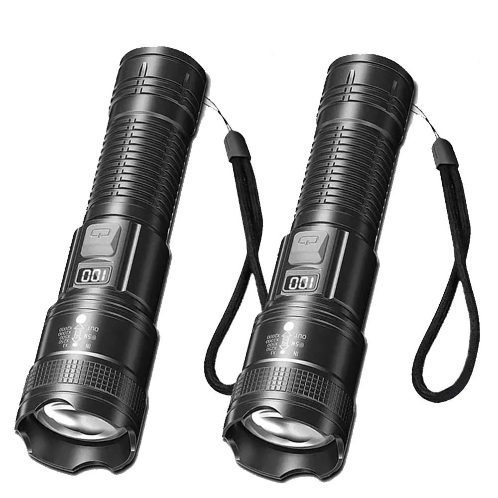 2Pack Super Bright Flashlight Rechargeable LED Long Range Tactical Torch Lamp for Outdoor Waterproof Camping Fishing Lantern Oasis Select 2PCS