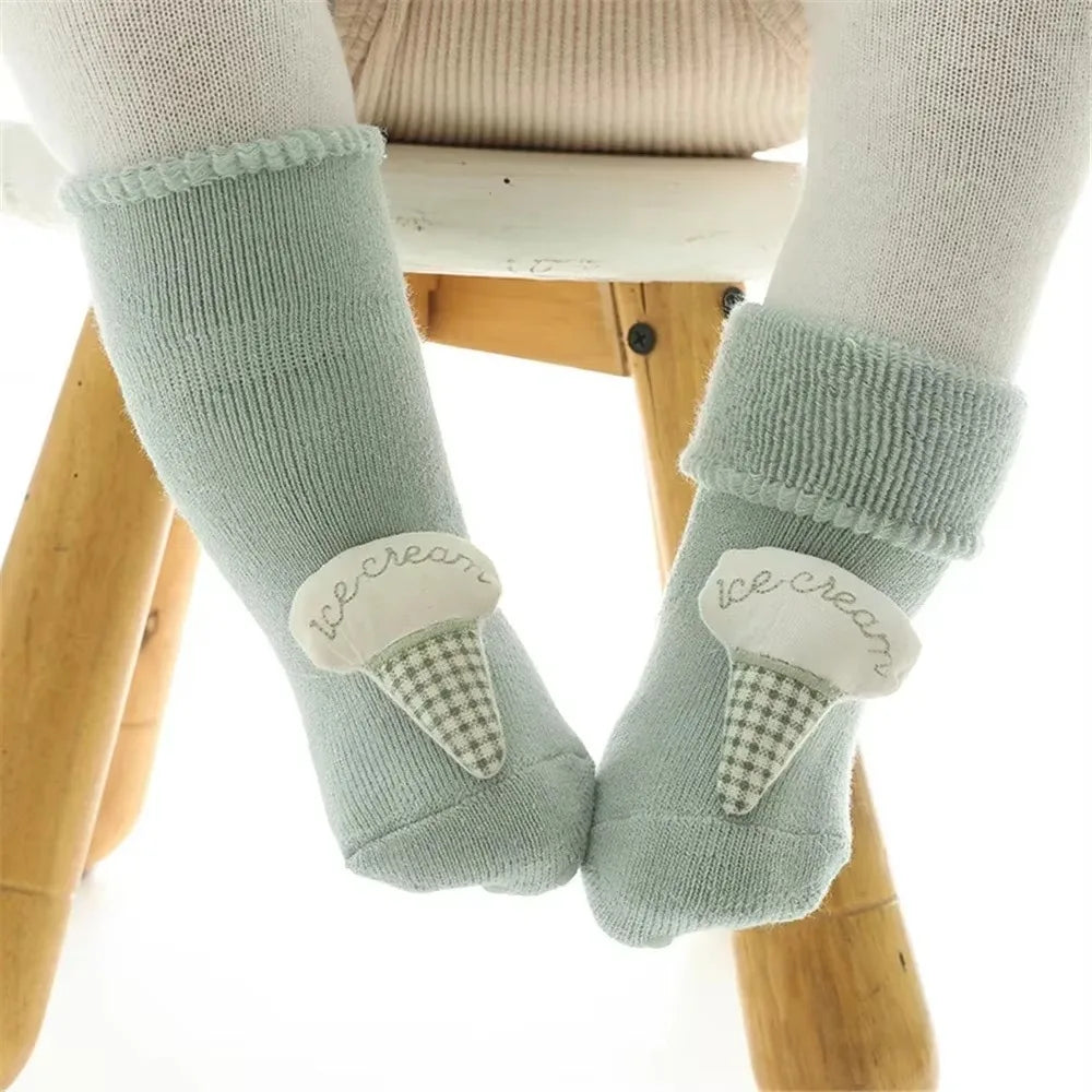 Baby Socks 0-12Month Cartoon Animal Newborn Socks Infant Baby Boy Baby Girl Socks Anti Slip Floor Socks Leg Warmers Winter Warm Oasis Select