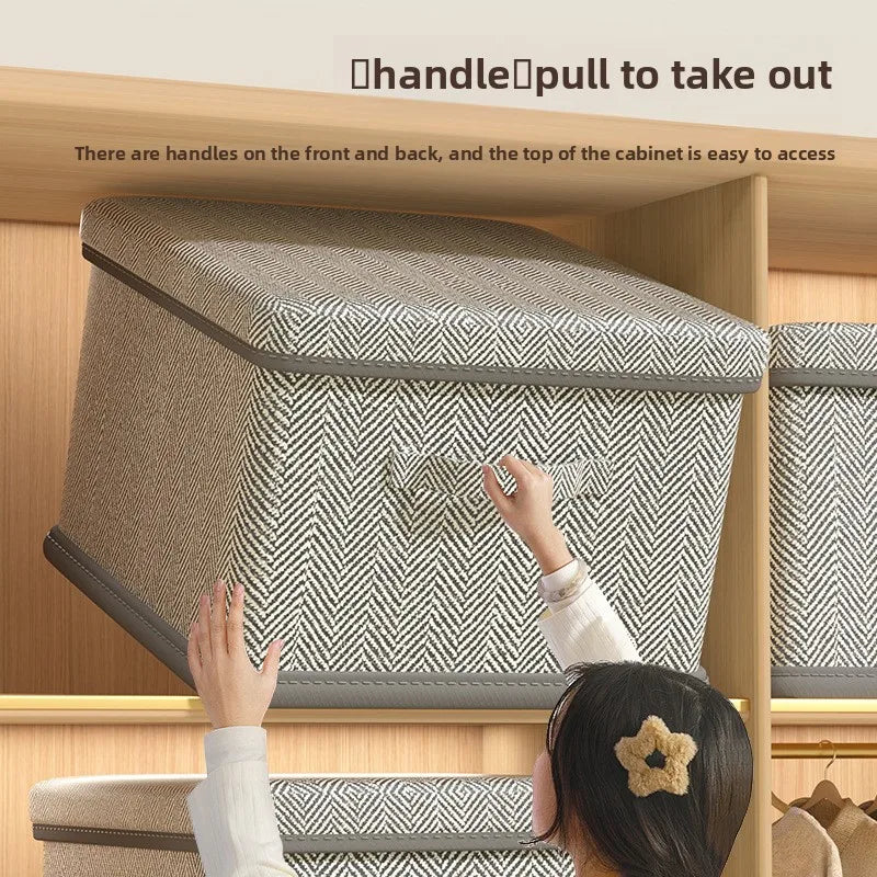 Clothes Storage Box Household Large-capacity Wardrobe Snacks Toys Layered Finishing Artifact Folding Storage Box Basket with Lid Oasis Select