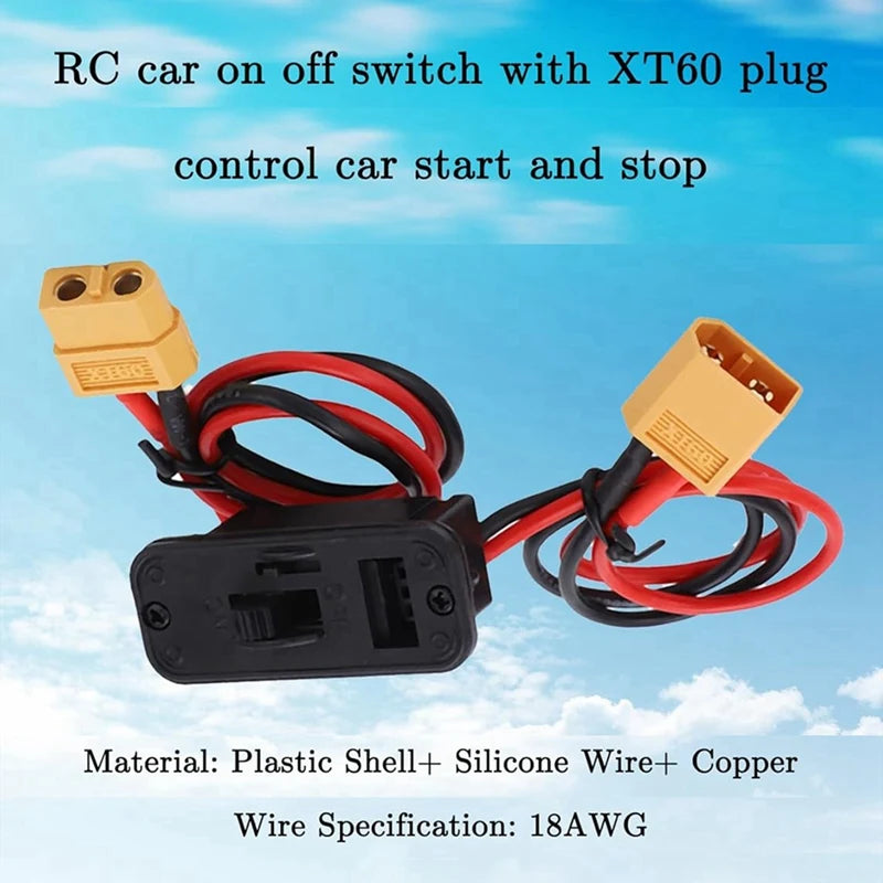 WISH RC Airplane Switch,18AWG Large Current Switch With XT60 Plug,Heavy Duty On/Off Switch For RC Model Airplane Oasis Select