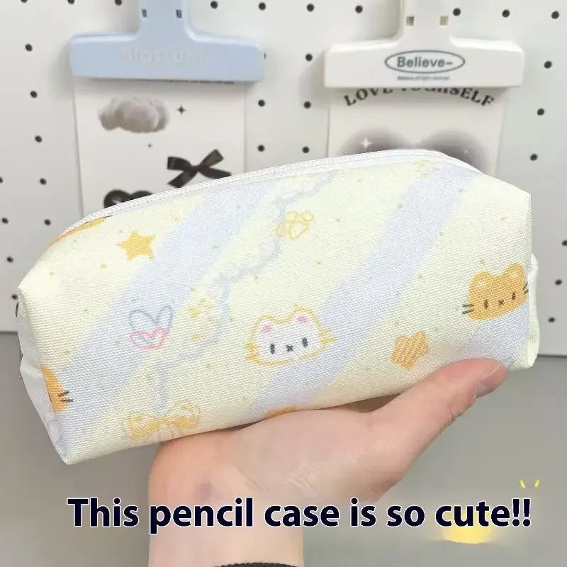 Cute Cat Pencil Box Cartoon Cat Large Capacity Pencil Case Multifunctional Storage Bag Cosmetic Bag Student Stationery Gifts Oasis Select