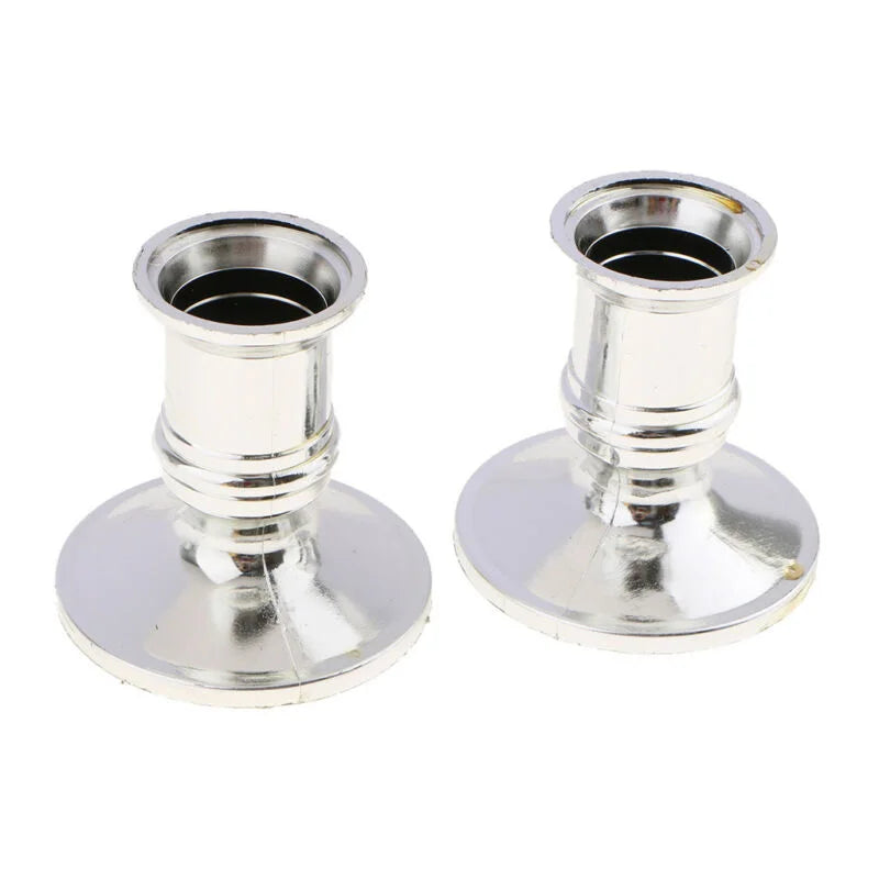 4-Pack Silver Taper Candle Holders | Classic Candlestick Base Set Taper Candle Holders Oasis Select
