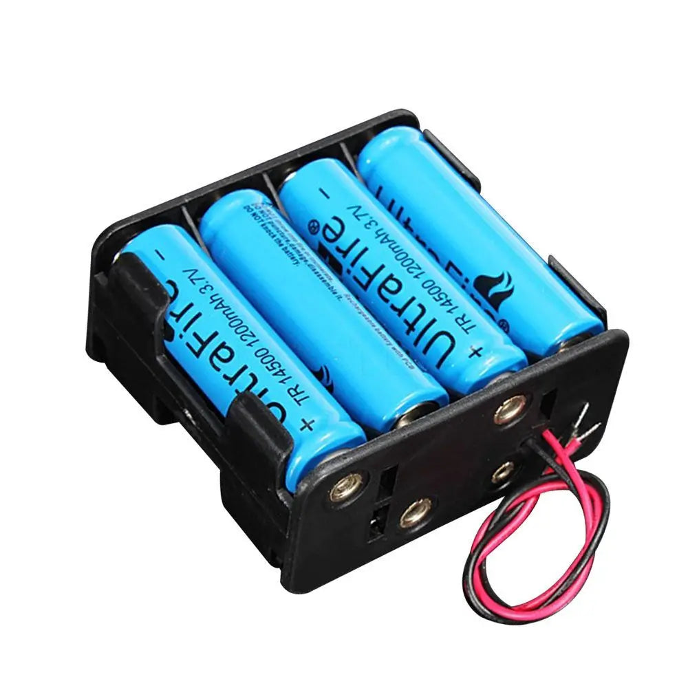 Battery Holder Case 12V Battery Clip Slot Storage Boxes Power Bank Cases 8 AA Batteries Stack with 6 Leads Wire Oasis Select