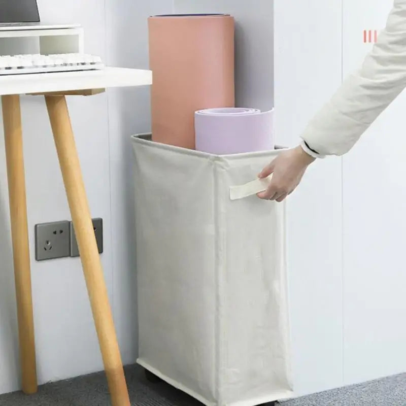 Foldable Laundry Baskets 42L Freestanding Narrow Corner Bin with Handle Dirty Clothes Storage for Washing Toys Clothes Towels Oasis Select
