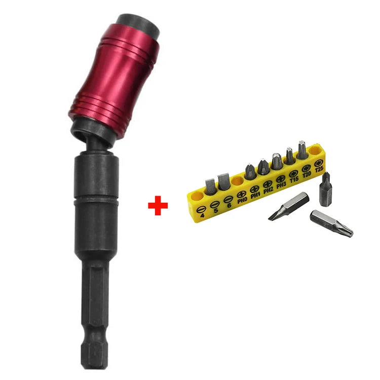 1/4"Hex Magnetic Pivoting Drill Bit Quick Change Drive Guide Drill Pivoting Bit Holder for Tight Spaces Magnetic Bit Tip Holder Oasis Select Red Black set