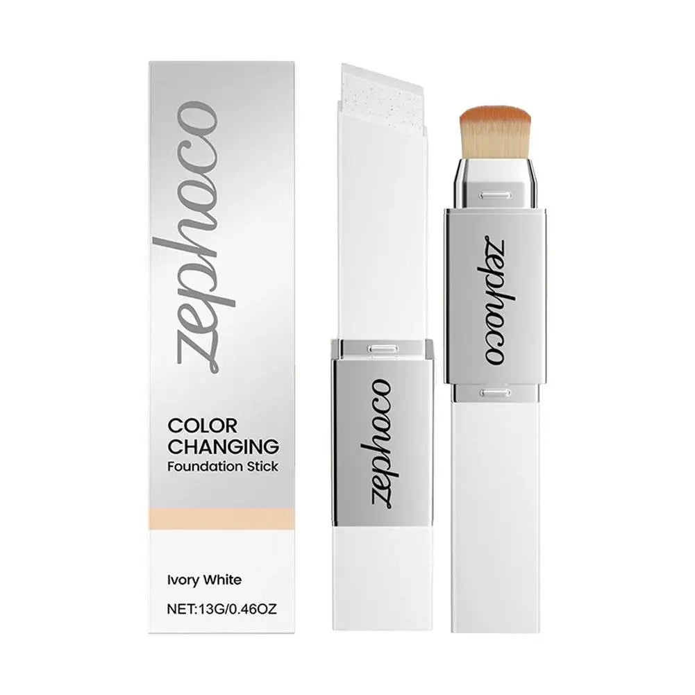 2-in-1 Color-Changing Foundation Stick Foundation 3 Colors Liquid Lightweight Moisturizing Brightening Matte for All Skin Types Oasis Select Ivory white