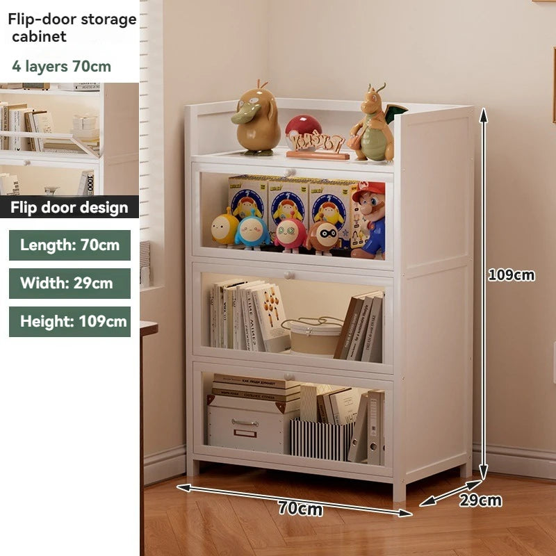 Bookcases, shelves, floor standing household storage cabinets, children's bookshelves, dust-proof acrylic cabinets, doors, stora Oasis Select white-4-70cm