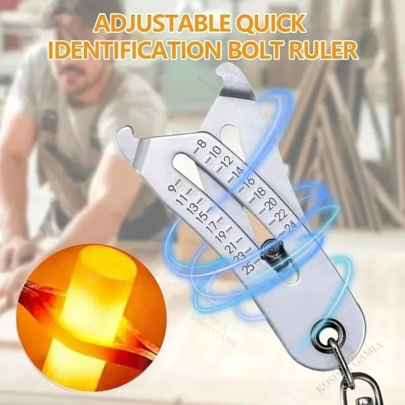 Portable Bolt Size Finder Keychain Nut Bolt Gauge Tool Stainless Steel Head Size Catcher for Mechanics DIY and Industrial Use Oasis Select