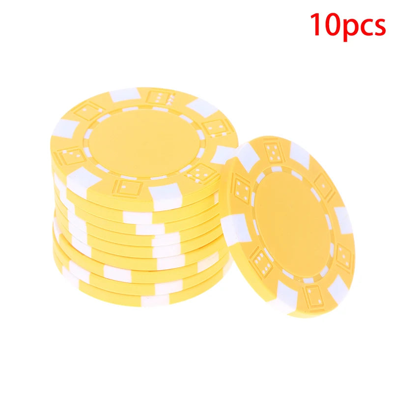 10 Pcs ABS Plastic Casino Texas Hold'em Metal Coins 11.5g Game Chip Set Accessories@#X Oasis Select Yellow