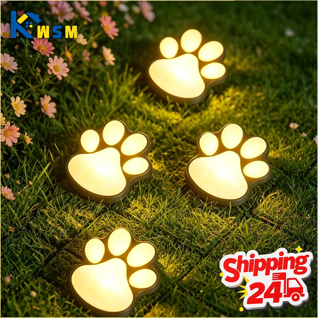 4-12PCS LED Solar Outdoor Light Waterproof Animal Paw Print Lamp for Garden Lawn Patio Summer Camping Home Decoration Oasis Select