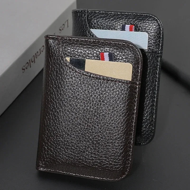 Portable card holder, ultra-thin soft coin purse, PU credit card, social security card, medical card, men's slim short wallet Oasis Select