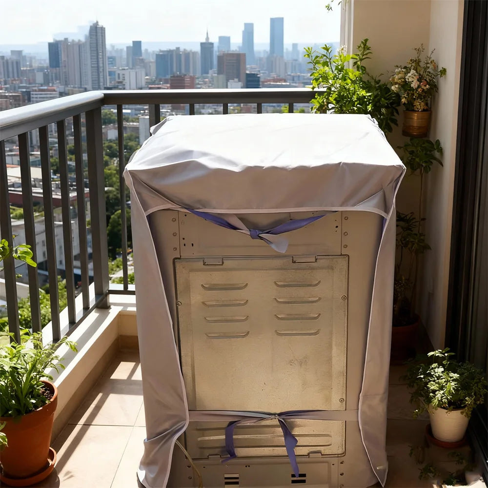 Waterproof Top Load Washing Machine Cover, Sunproof Dustproof Silver Coated Fabric, All-Weather Protection for Outdoor Balcony Oasis Select