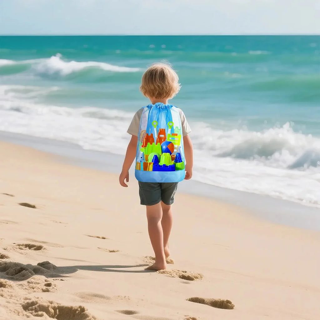 Extra-Large Sand-Resistant Drawstring Beach Backpack - Kids Pool Toys Storage Bag for Shell Collecting, Travel & Fitness Oasis Select