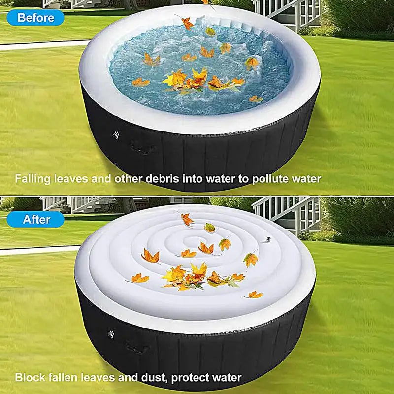 Inflatable Hot Tub Cover Round Lid Hot Tub Windproof Cover with Handles Outdoor Protection Thermal Hot Tub Cover for Bathroom Oasis Select
