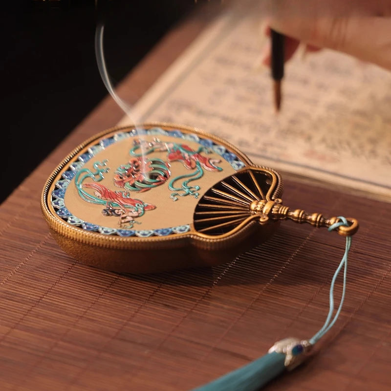 Enamel Incense Burner Household Indoor Incense Burner Sandalwood Chinese Retro Tea Ceremony Incense Burner Decorative Item Oasis Select