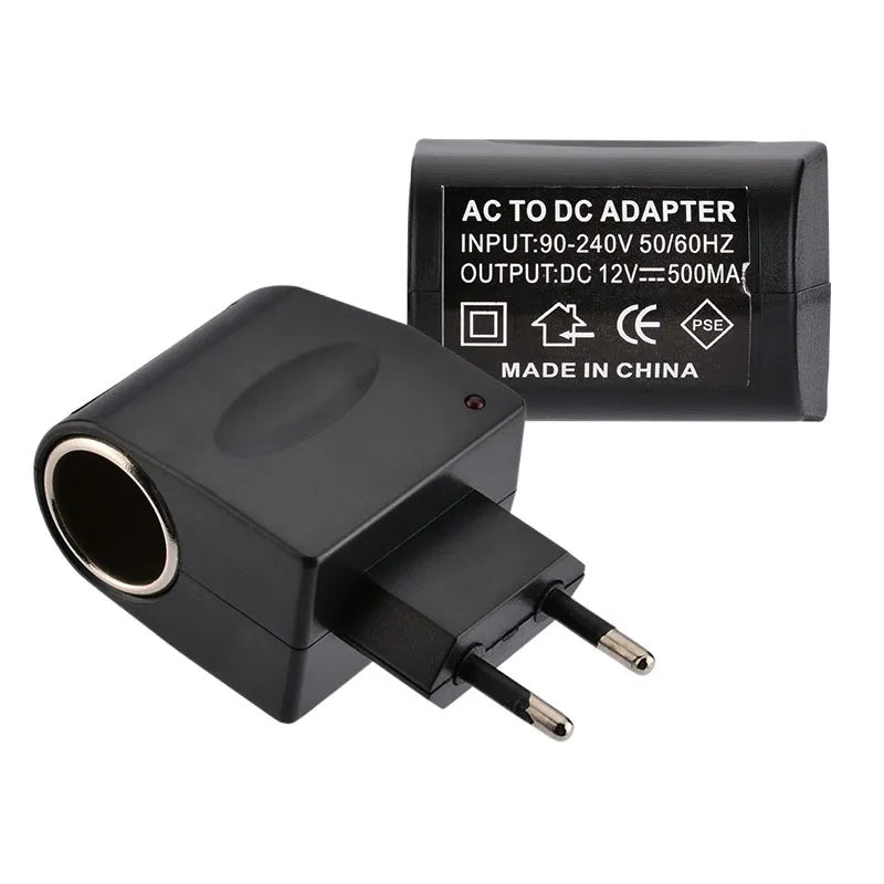 220V AC To 12V EU Plug Converter Car Cigarette Lighter Adapter Wall Power Socket Plug Adapter Auto Converter Car Accessory Oasis Select