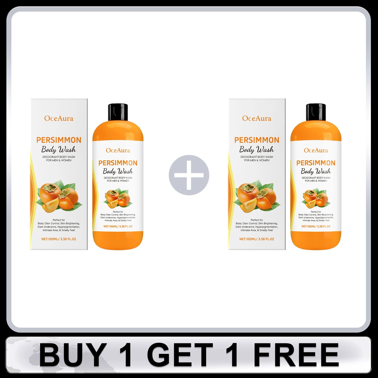 OceAura Persimmon Body Wash | Exfoliating Shower Gel 100ml